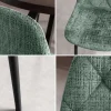 Stilvoller Stuhl GLAMM grün Chenille Cremona mit Rauten-Steppung schwarze Metallbeine