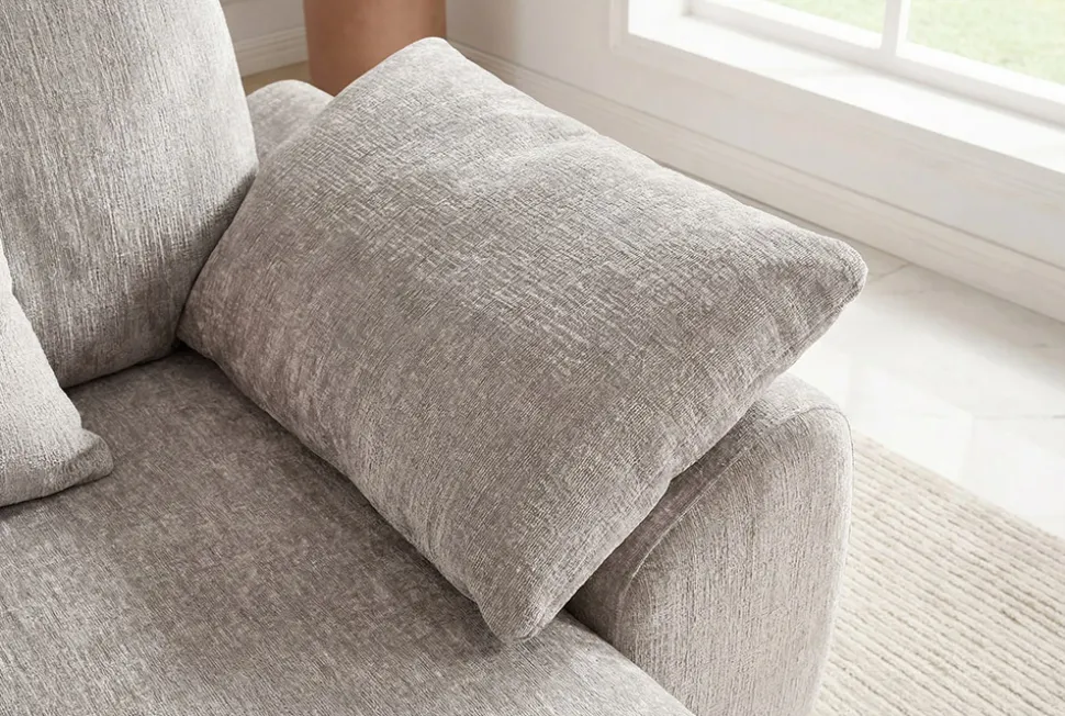 Stilvolles Big Sofa SOHO 260cm beige Chenille 4-Sitzer Couch mit Wellenunterfederung