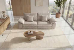 Stilvolles Big Sofa SOHO 260cm beige Chenille 4-Sitzer Couch mit Wellenunterfederung