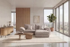 Stilvolles Big Sofa SOHO 260cm beige Chenille 4-Sitzer Couch mit Wellenunterfederung