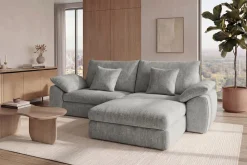 Stilvolles Big Sofa SOHO 260cm grau Chenille 4-Sitzer Couch mit Wellenunterfederung