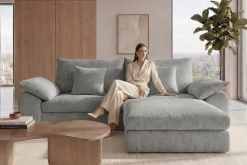 Stilvolles Big Sofa SOHO 260cm grau Chenille 4-Sitzer Couch mit Wellenunterfederung