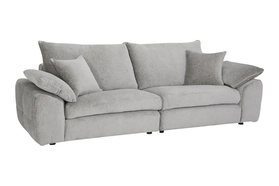 Stilvolles Big Sofa SOHO 260cm grau Chenille 4-Sitzer Couch mit Wellenunterfederung