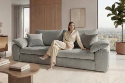 Stilvolles Big Sofa SOHO 260cm grau Chenille 4-Sitzer Couch mit Wellenunterfederung