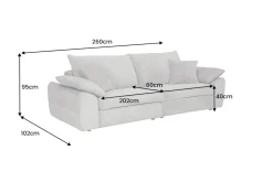 Stilvolles Big Sofa SOHO 260cm grau Chenille 4-Sitzer Couch mit Wellenunterfederung