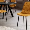 Stilvolles 2er-Set Stühle GLAMM senfgelb Samt schwarze Metallbeine