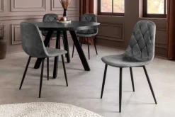 Stilvolles 2er-Set Stühle GLAMM anthrazit Samt schwarze Metallbeine