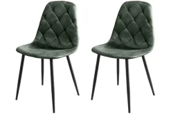 Stilvolles 2er-Set Stühle GLAMM grün Samt schwarze Metallbeine