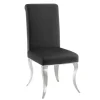 Stuhl MODERN BAROCK DELUXE schwarz Samt mit silbernen Edelstahlbeinen