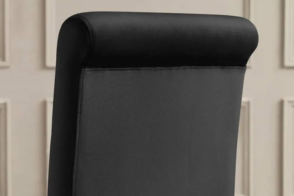 Stuhl MODERN BAROCK DELUXE schwarz Samt mit goldenen Edelstahlbeinen