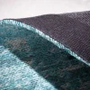 Vintage Teppich MODERN ART 150cm türkis verwaschen rund Used Look