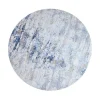 Vintage Teppich MODERN ART 150cm blau verwaschen rund Used Look