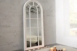 Vintage Wandspiegel CASTILLO 140cm weiß creme Rundbogen Shabby Chic Design Landhausstil
