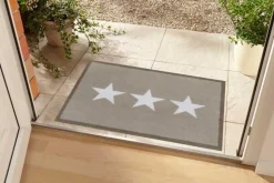 Waschbare Fußmatte STARS 70x50cm beige creme Fußabtreter mit Stern-Motiv