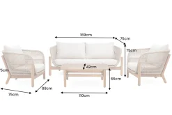 Wetterfestes Gartenlounge Set ROPE grau natur Akazienholz Aluminium inkl. Tisch Sitzpolster