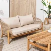 Wetterfestes Gartenlounge Set ROPE natur beige Akazienholz Aluminium inkl. Tisch Sitzpolster