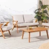 Wetterfestes Gartenlounge-Set COMFORT LINE natur beige Akazie 4-teilig inkl. Tisch