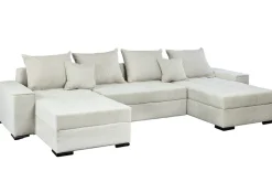 XXL Wohnlandschaft LODGE 315cm champagner beige Cord Sofa mit Schlaffunktion